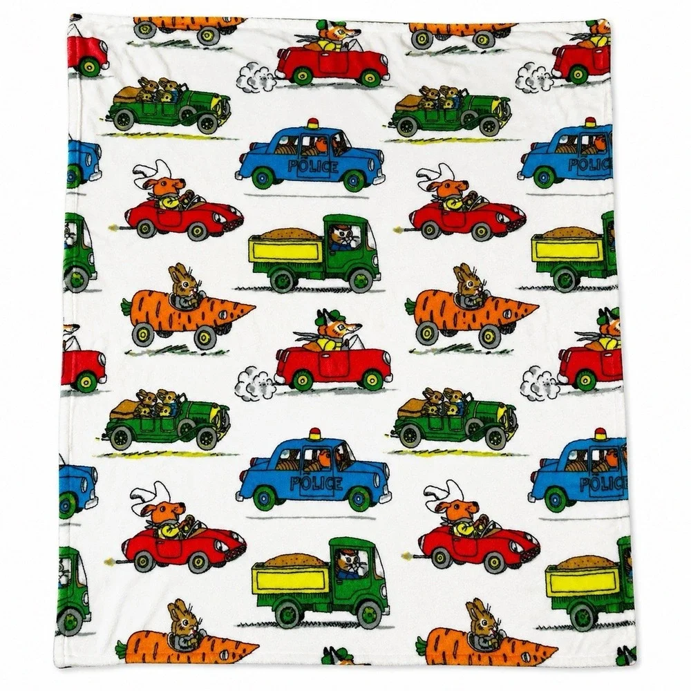 Richard Scarry Franco Busytown Blanket 72x46 Cars Trucks Oversized Throw